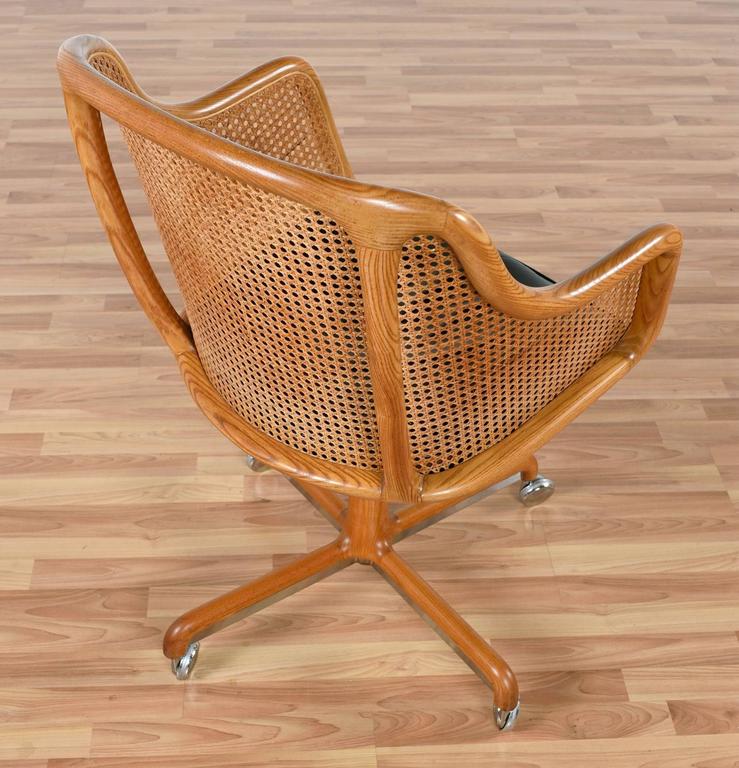 MidCentury Modern Cane Swivel Desk Chair by Ward at 1stDibs