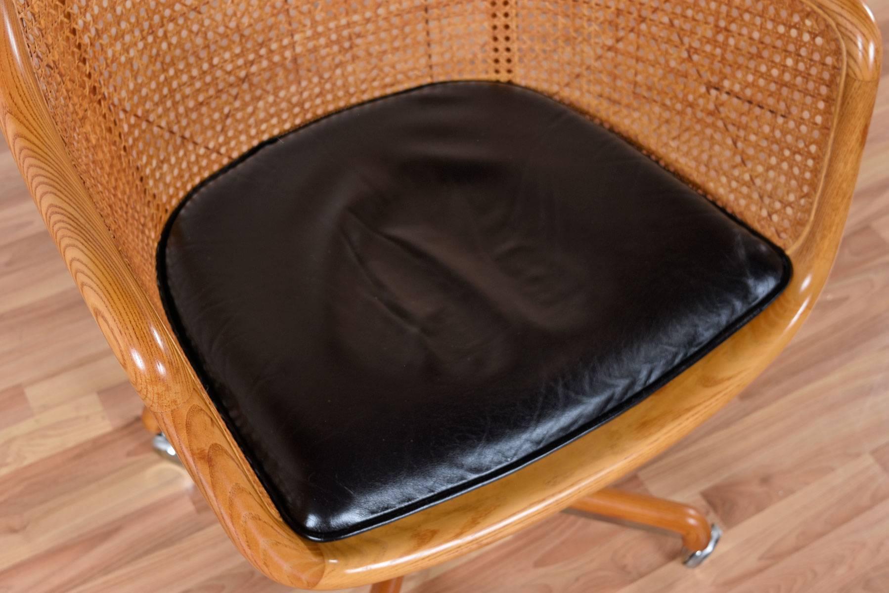 Mid-Century Modern Cane Swivel Desk Chair by Ward Bennett In Excellent Condition In Chattanooga, TN