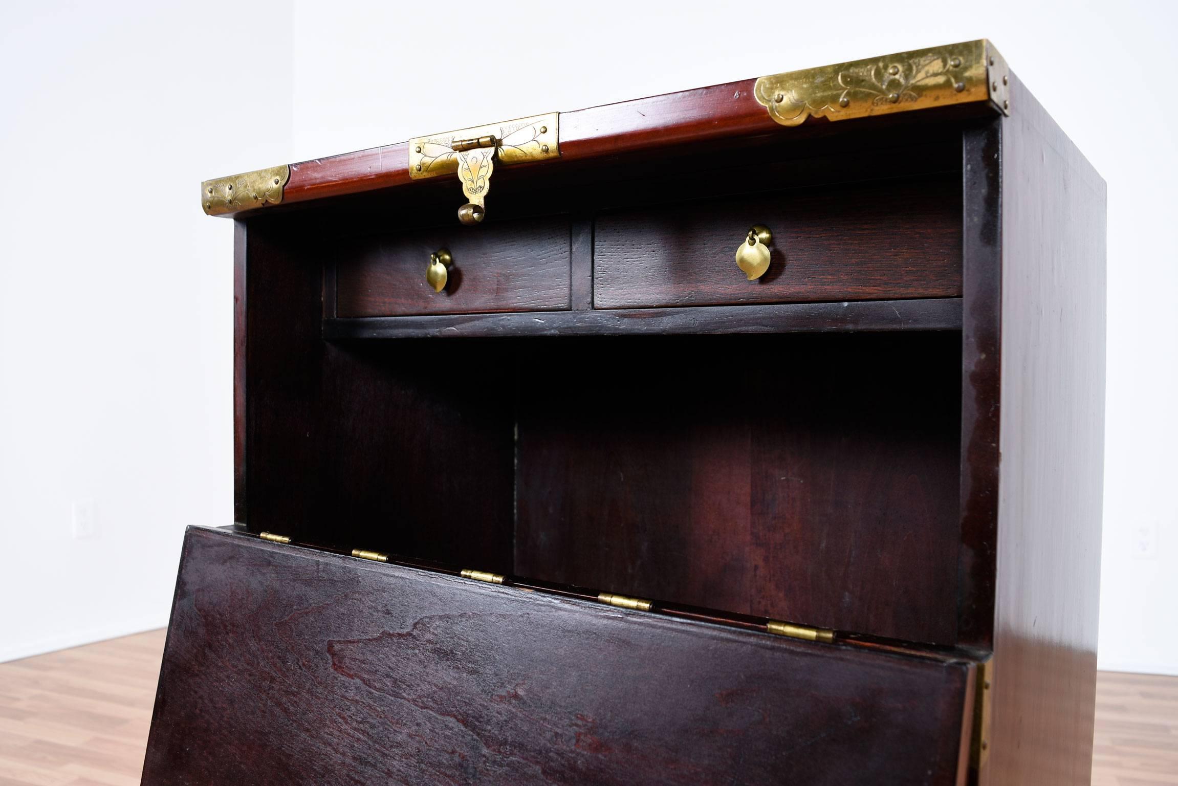 20th Century Rosewood and Brass Asian Chest or Commode