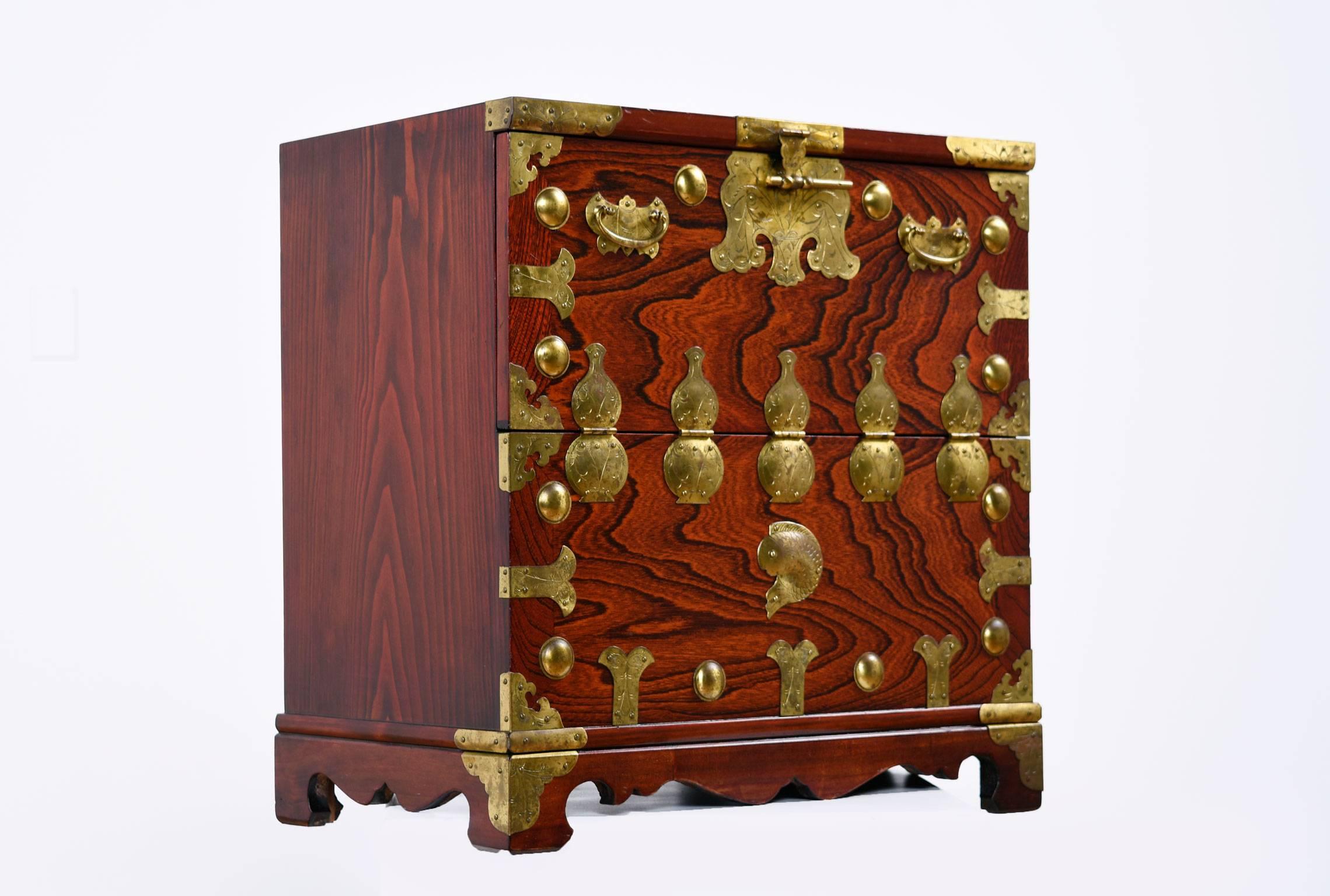Rosewood and Brass Asian Chest or Commode 2