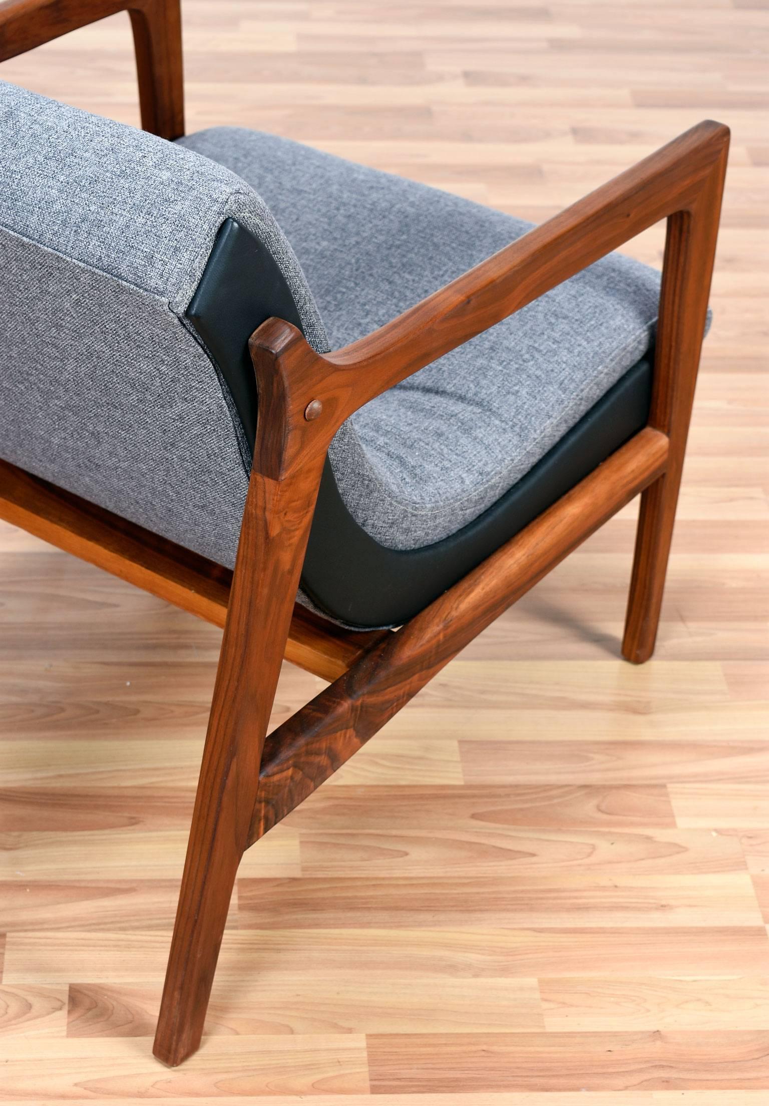 Upholstery Restored Duo Tone Mid-Century Modern Scoop Chair