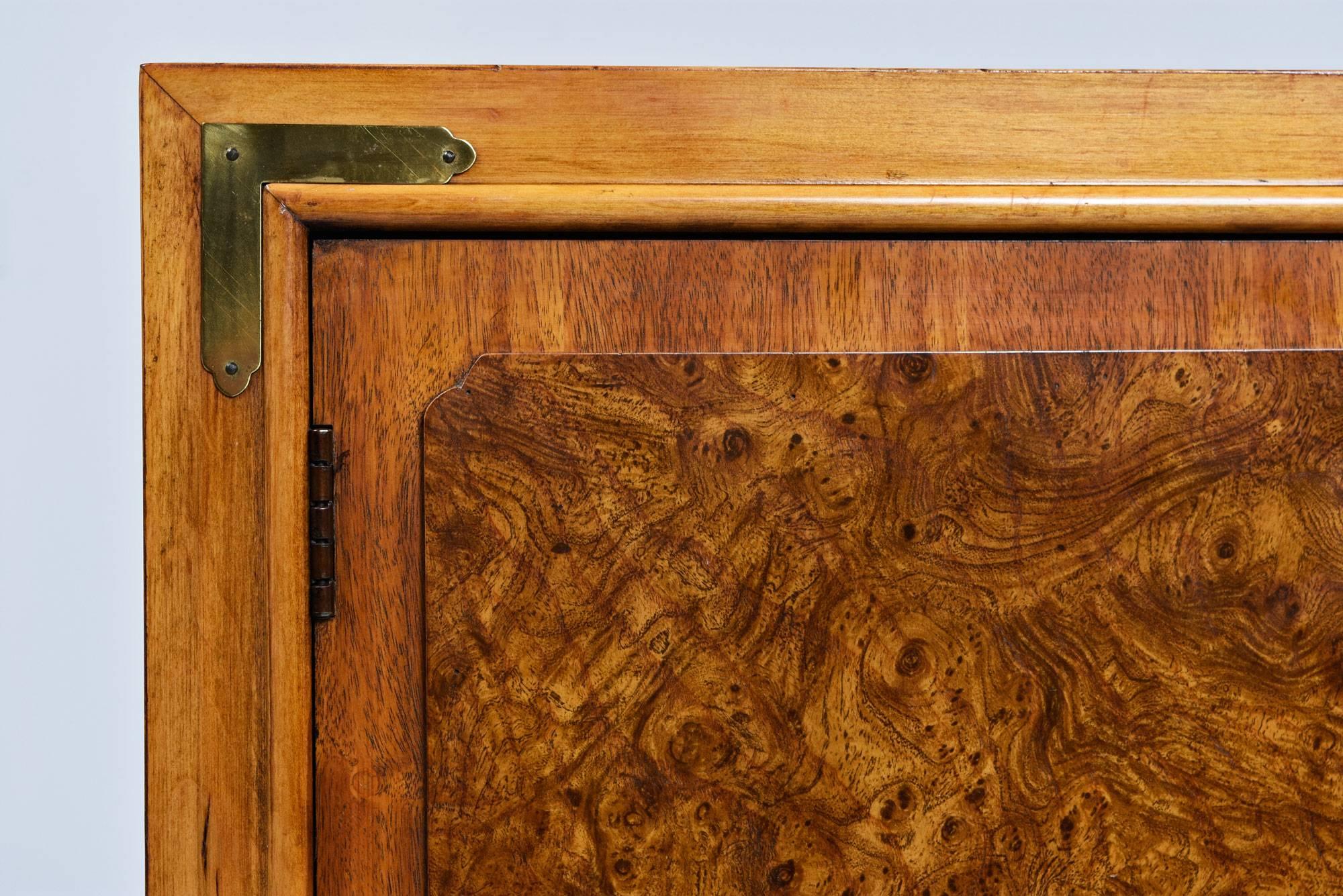 Chinoiserie Asian Inspired Burled Wood Credenza by Thomasville