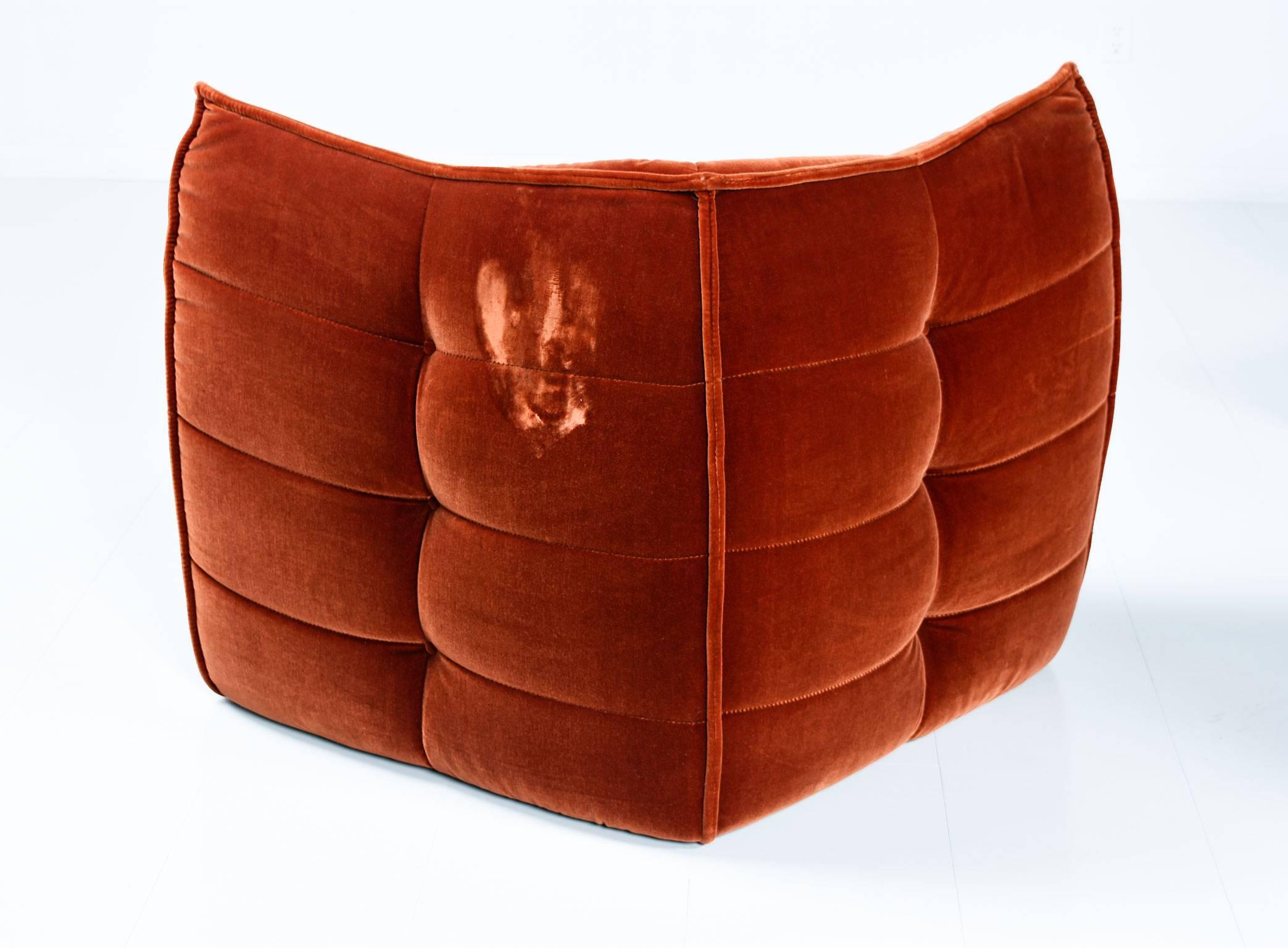 Late 20th Century 1970s Velvet Modular Sectional Sofa