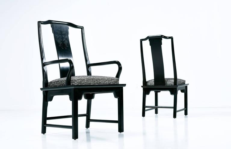 Asian Modern Black Lacquer Chin Hua Dining Chairs By Century For Chinoiserie Asian Modern Black Lacquer Chin Hua Dining Chairs By Century For