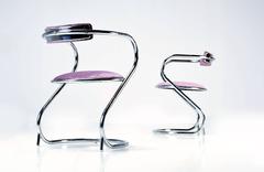 Art Deco Modern Lavendel Samt und Chrom Sessel