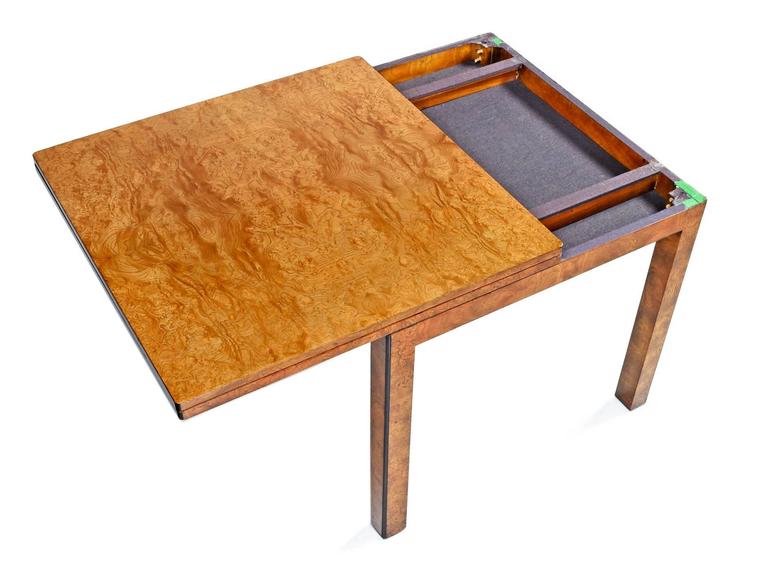 John Parsons Style Burl Wood FlipTop Dining Table at 1stDibs