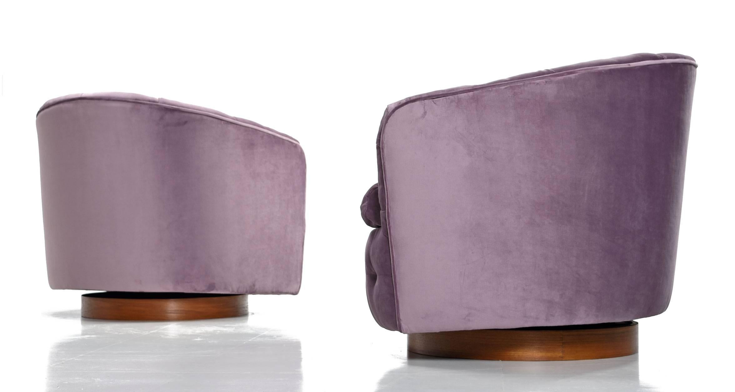 Mid-Century Modern Milo Baughman for Thayer Coggin Swivel Barrel Chairs
