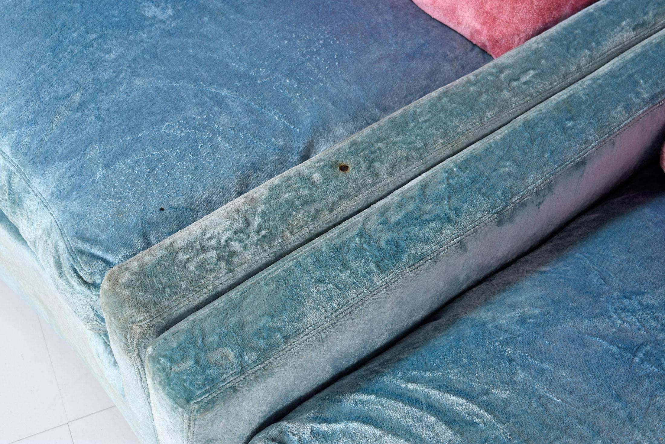 Milo Baughman for Thayer Coggin Velvet Semi-Circular Sectional Sofa In Good Condition In Chattanooga, TN