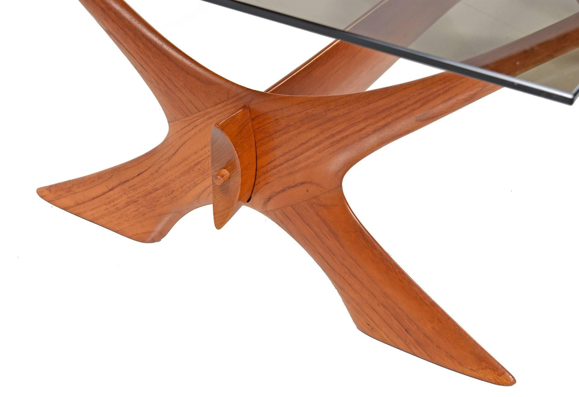 Fredrik Schriever-Abeln Teak and Glass Condor Coffee Table by Örebro, 1960s In Excellent Condition In Chattanooga, TN