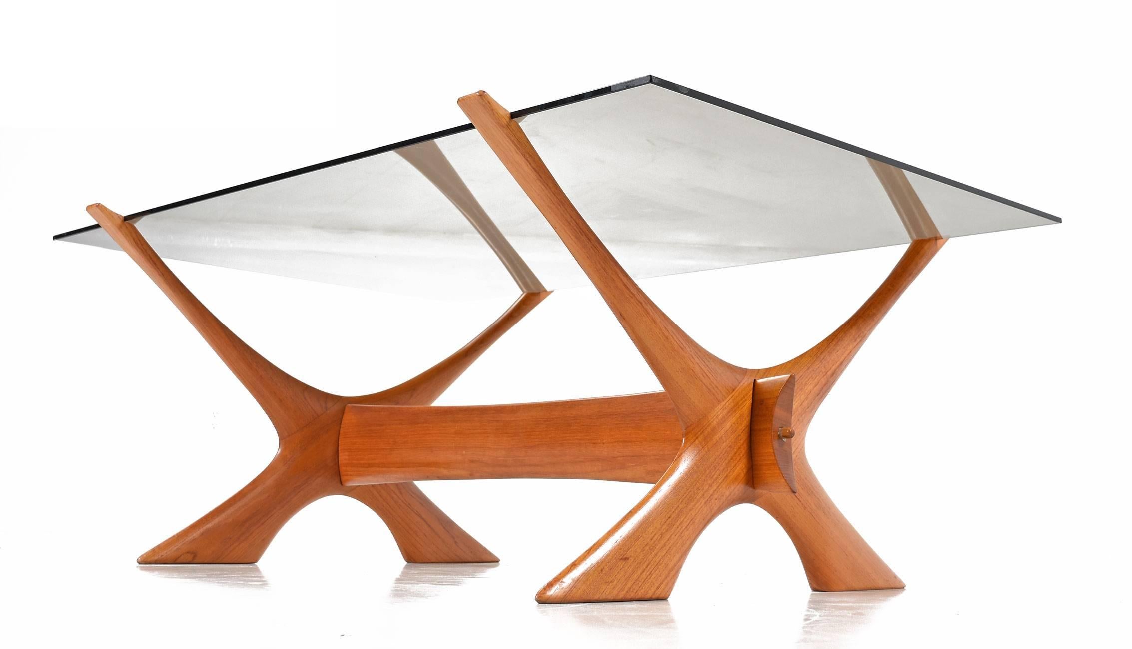 Scandinavian Modern Fredrik Schriever-Abeln Teak and Glass Condor Coffee Table by Örebro, 1960s