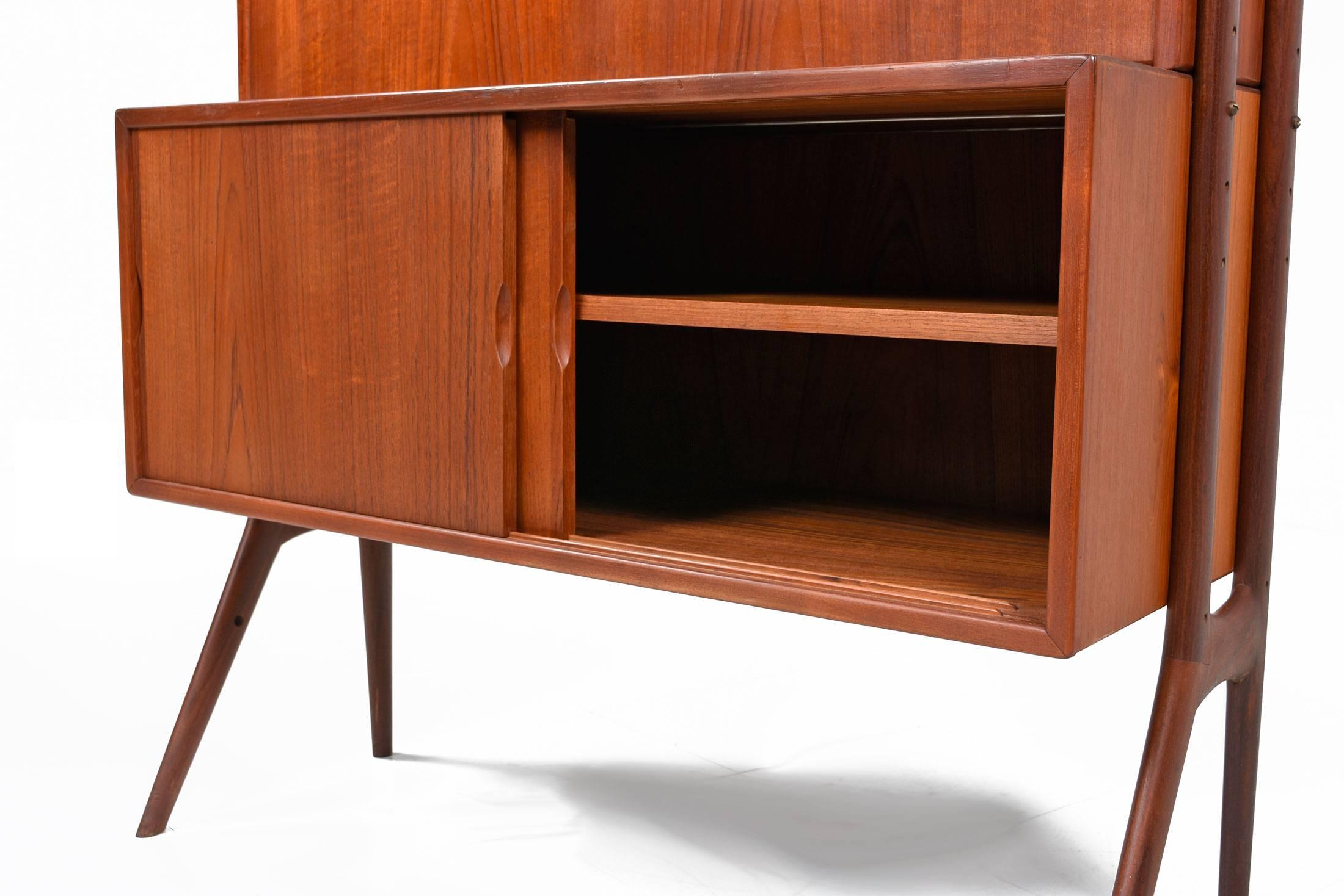 Glass Danish Modern Teak Room Divider Wall Unit by Kurt Ostervig