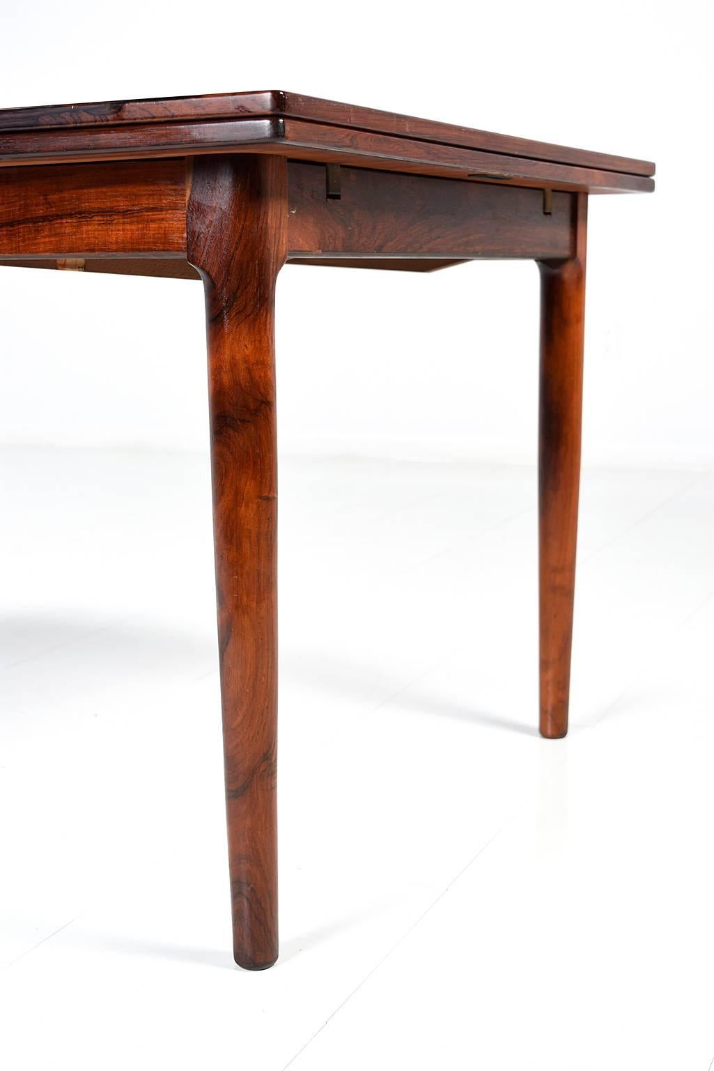 Late 20th Century Bernhard Pedersen & Sons Danish Rosewood Extendable Draw Leaf Dining Table