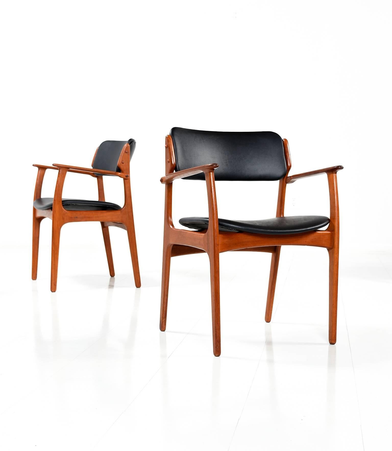 Scandinavian Modern Erik Buck Model OD-49 Teak Dining Chairs by O.D. Møbler, 1960s