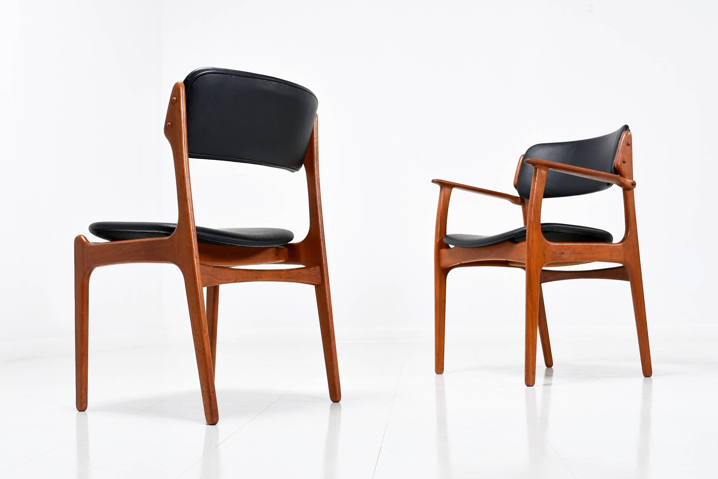 Danish Erik Buck Model OD-49 Teak Dining Chairs by O.D. Møbler, 1960s