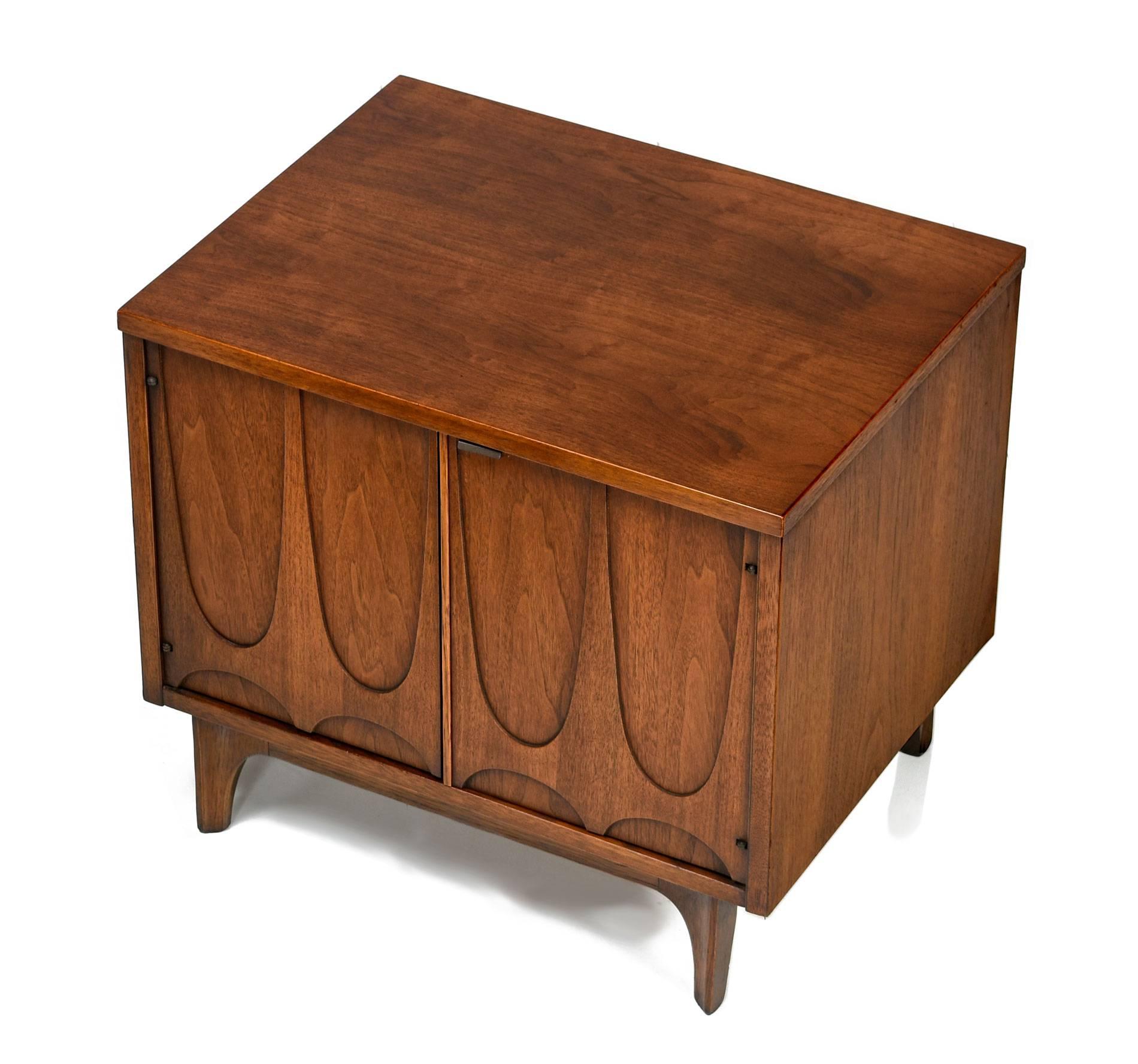 Carved Mid-Century Modern Broyhill Brasilia Commodes or Nightstands, 1960s