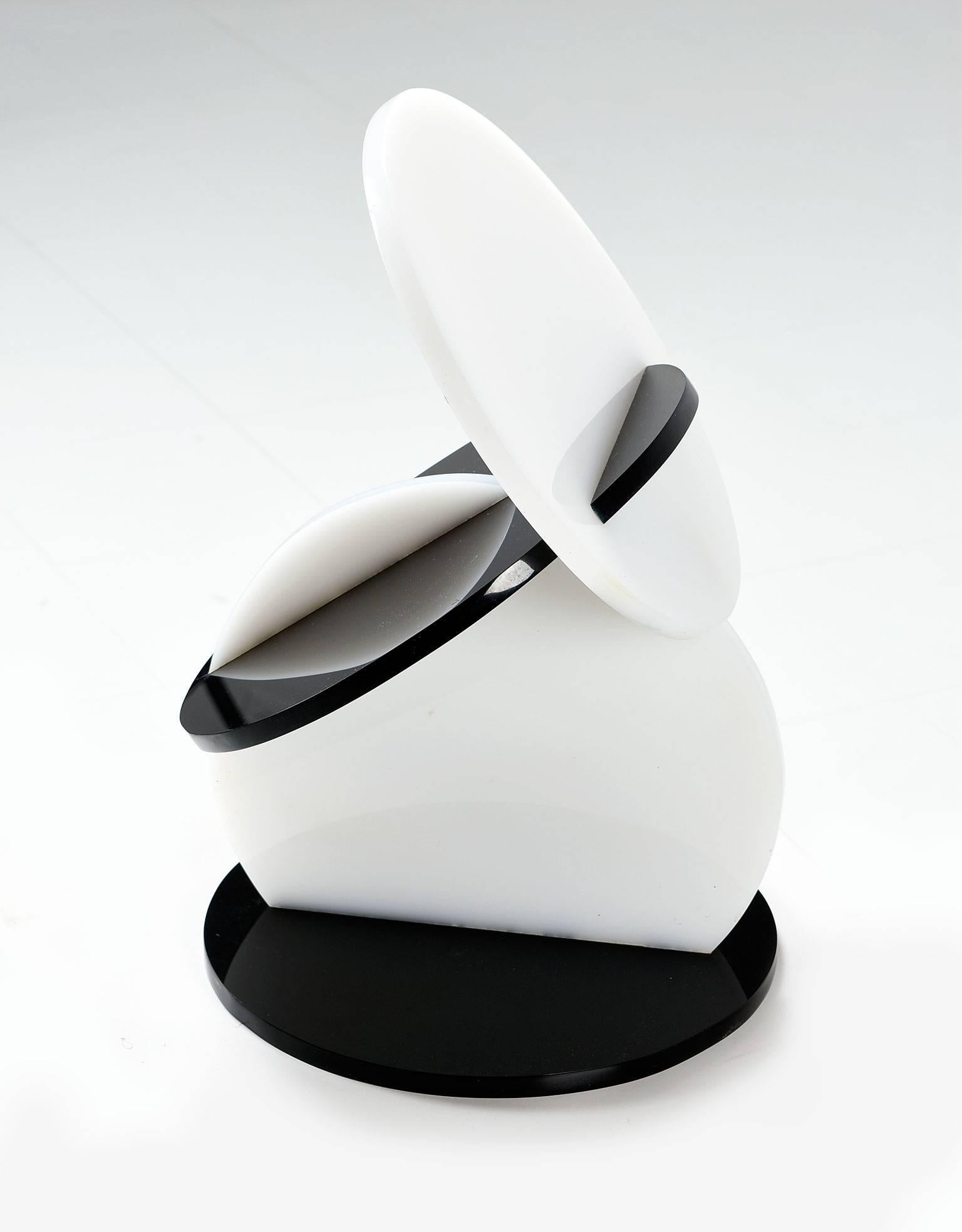 Post-Modern 1980s Postmodern Black and White Lucite Acrylic Sculpture