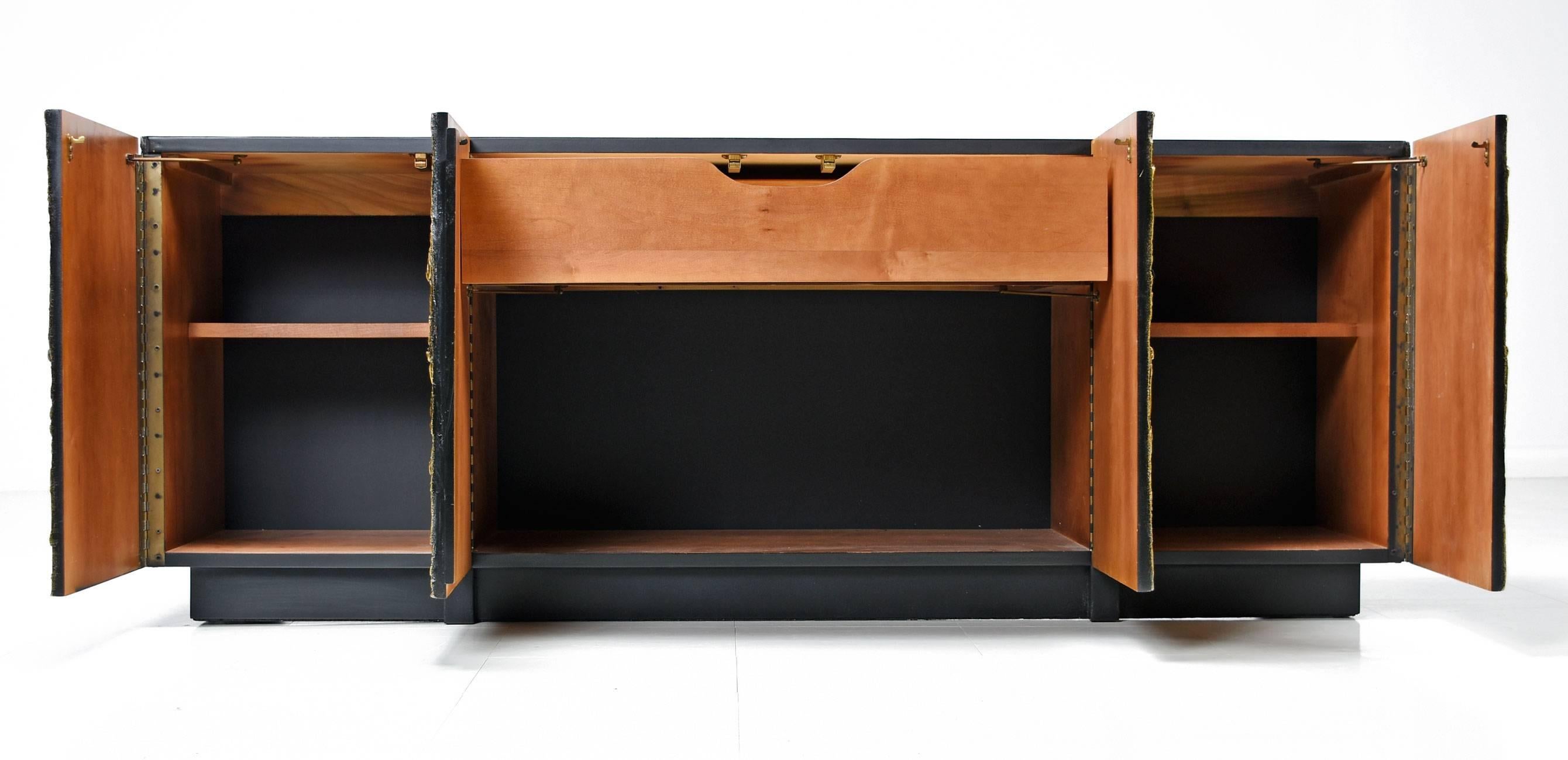 Molded Gold Brutalist Credenza by Adrian Pearsall for Lane