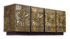 Gold Brutalist Credenza by Adrian Pearsall for Lane