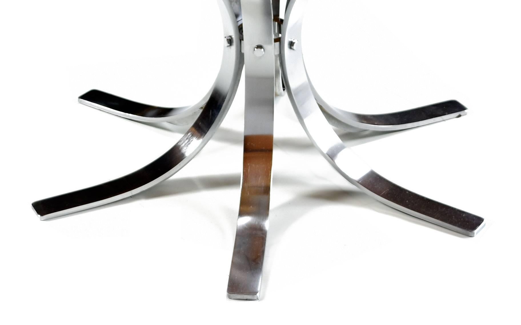 Late 20th Century Danish Rosewood Chrome Tulip Base Lotus Expanding Flip Flap Table by Dyrlund