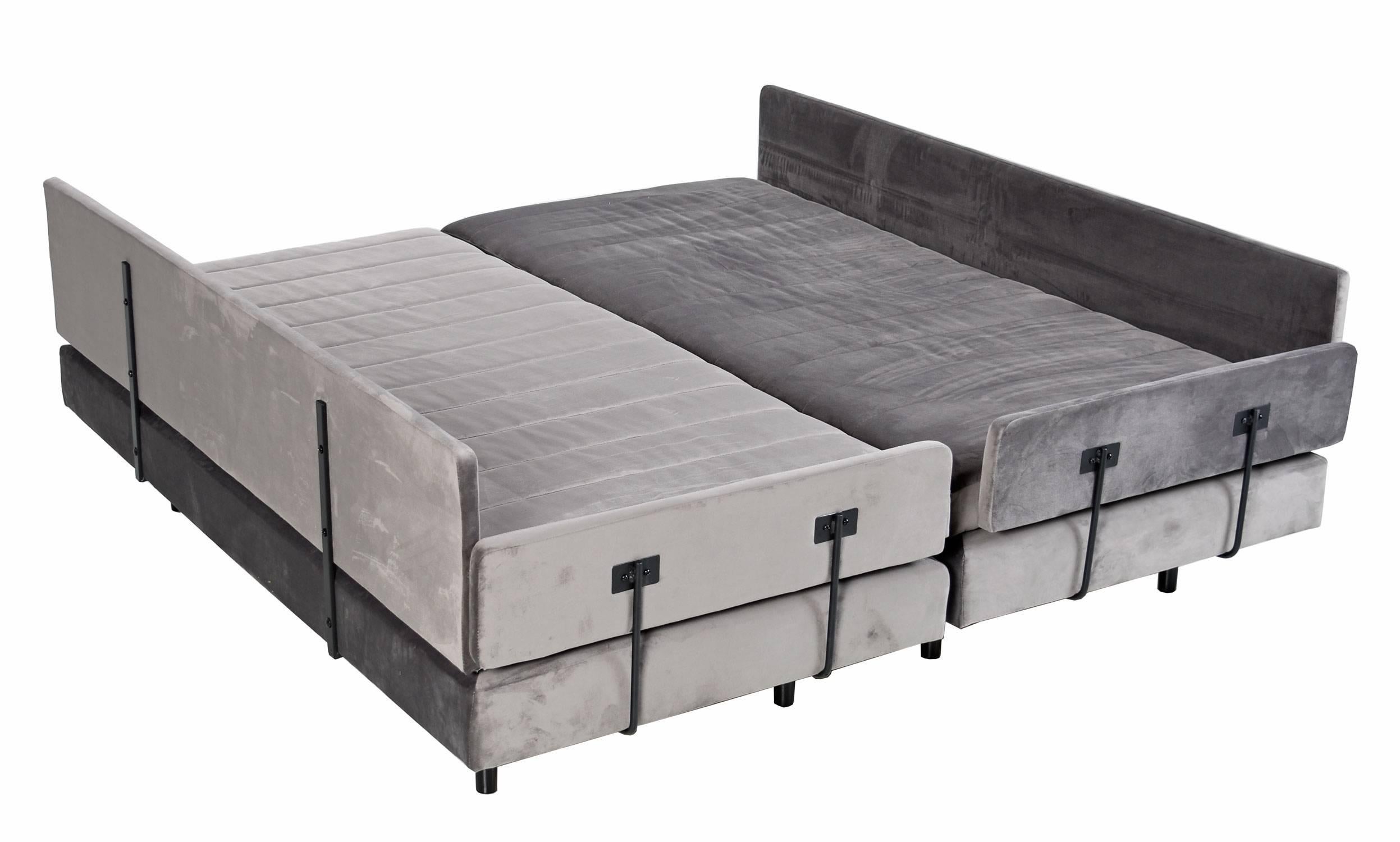 Mid-Century Modern Custom Made Modern Modular Grey Velvet Daybed Sofa