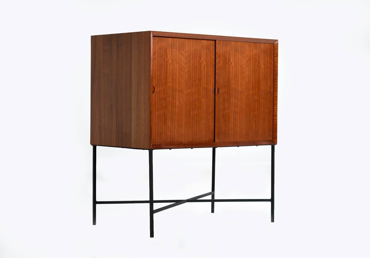Mid-Century Modern Teak Record Cabinet on Custom Base In Excellent Condition In Chattanooga, TN