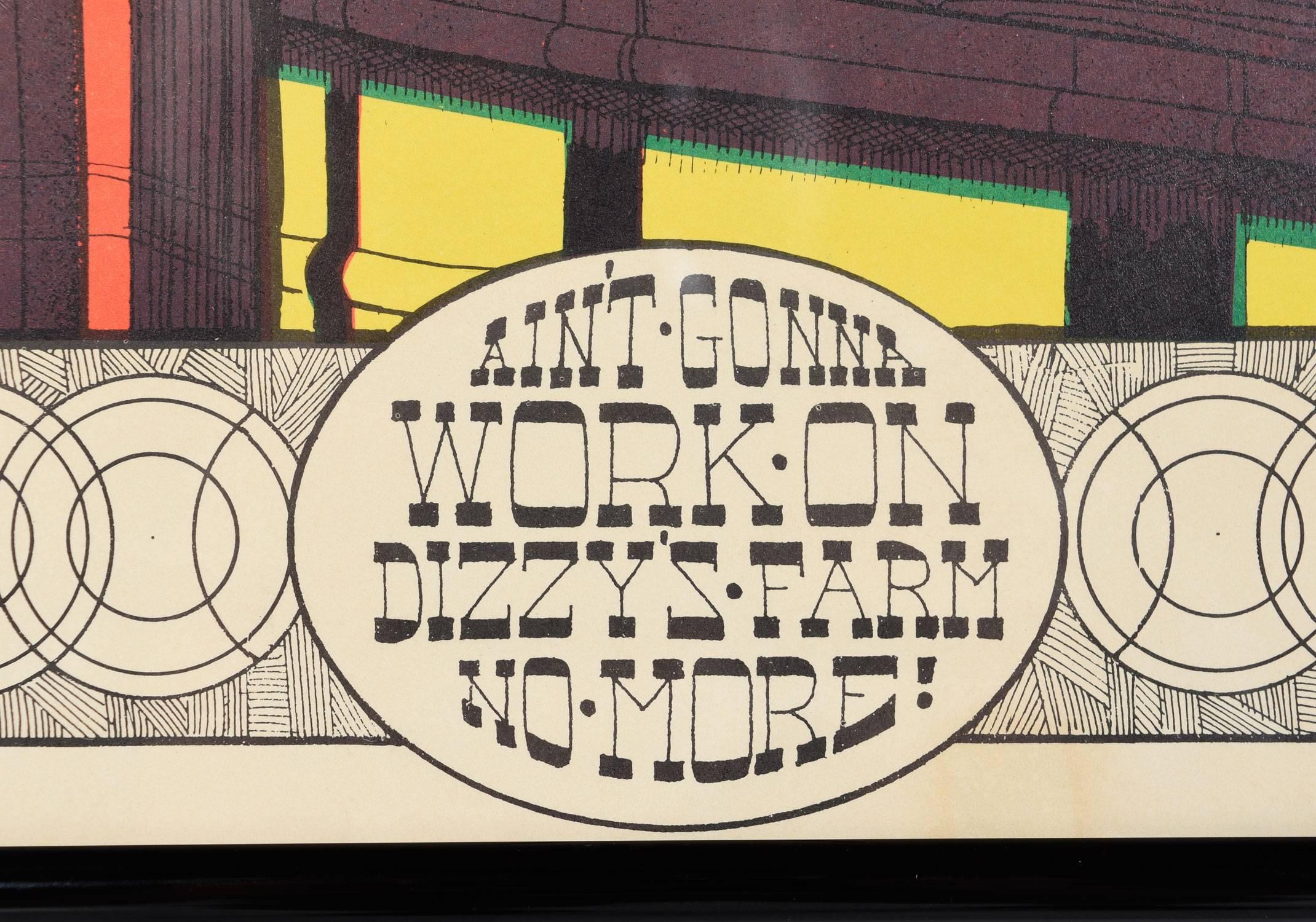 Modern Aint Gonna Work on Dizzy's Farm No More Framed Black Light Disney Satire Poster 