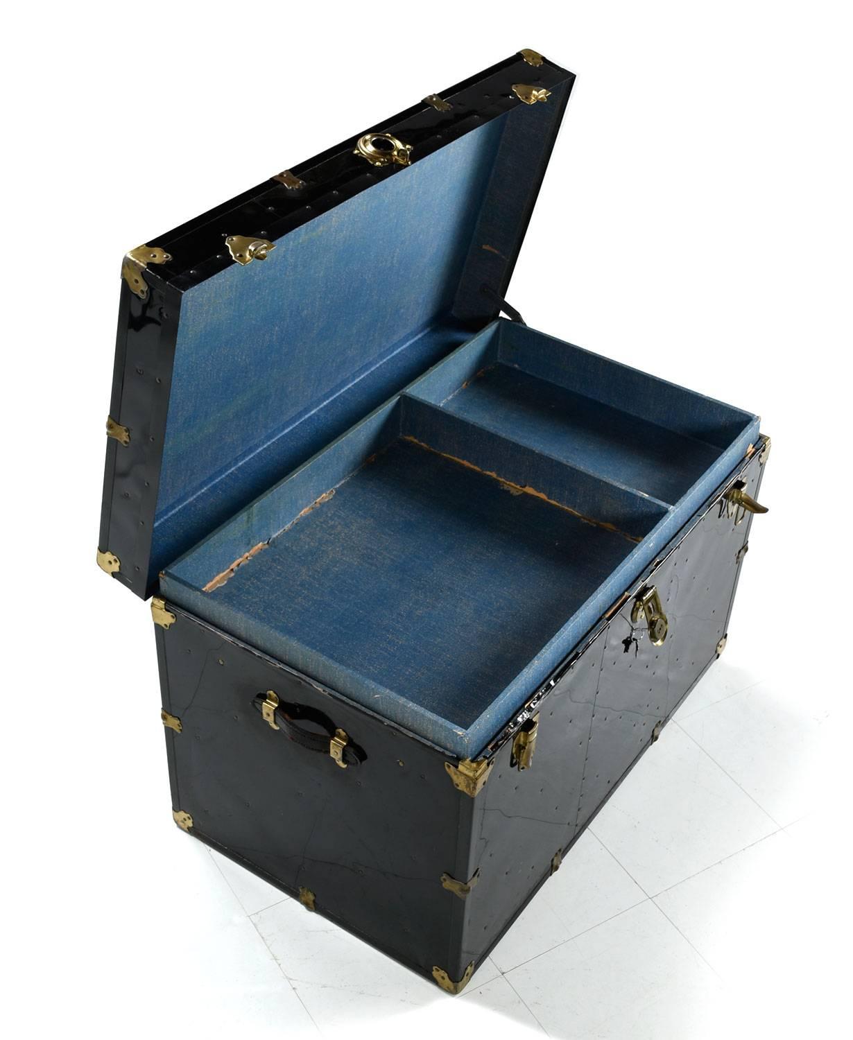 steamer trunk leather handles