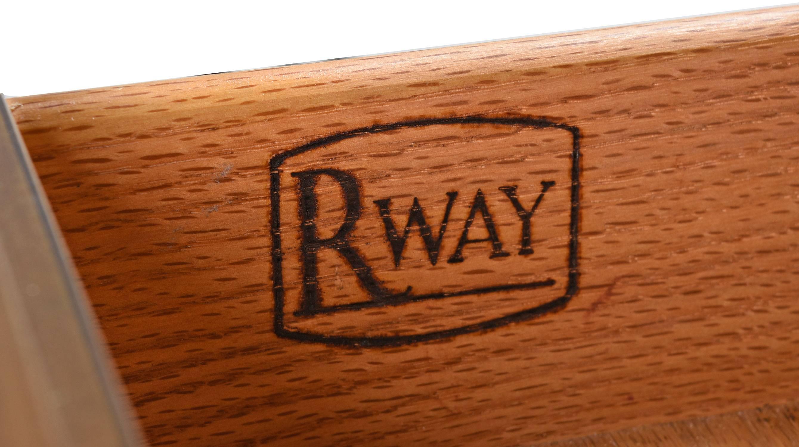 Rway Mid-Century Modern Walnut Chest of Drawers Highboy Dresser with Brass Pulls 1