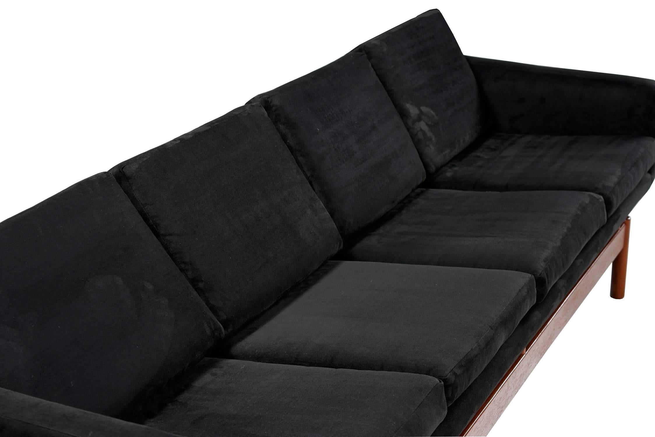 Mid-20th Century Danish Teak Sofa Mid-Century Modern Hans Wegner Style Four-Seat Sofa Couch