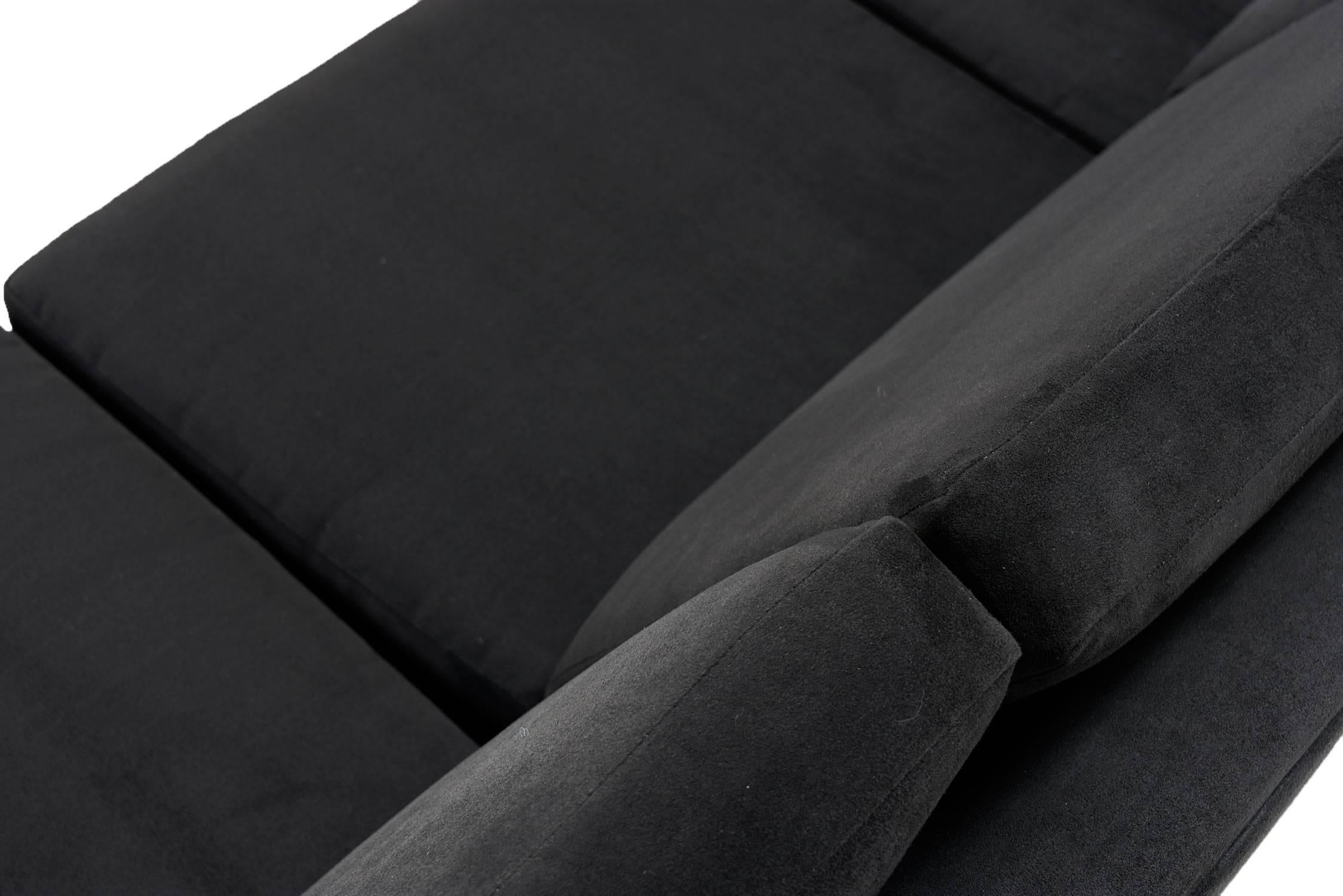 Fabric Danish Teak Sofa Mid-Century Modern Hans Wegner Style Four-Seat Sofa Couch