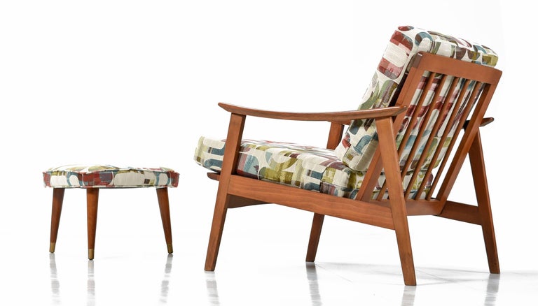 Mid-Century Modern European Lounge Armchair with Ottoman at 1stdibs