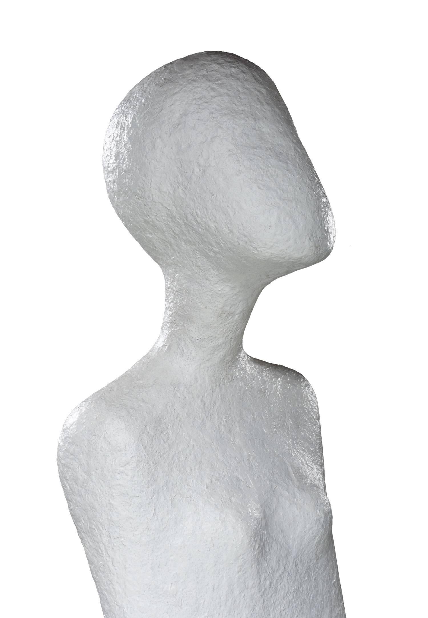 Futurist Haunting Nude Abstract Figural Modernist Plaster Sculpture and Pedestal Base For Sale