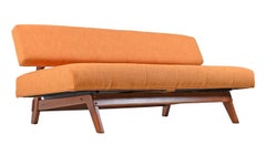 Mid-Century Modern Orange Convertible Daybed Sofa
