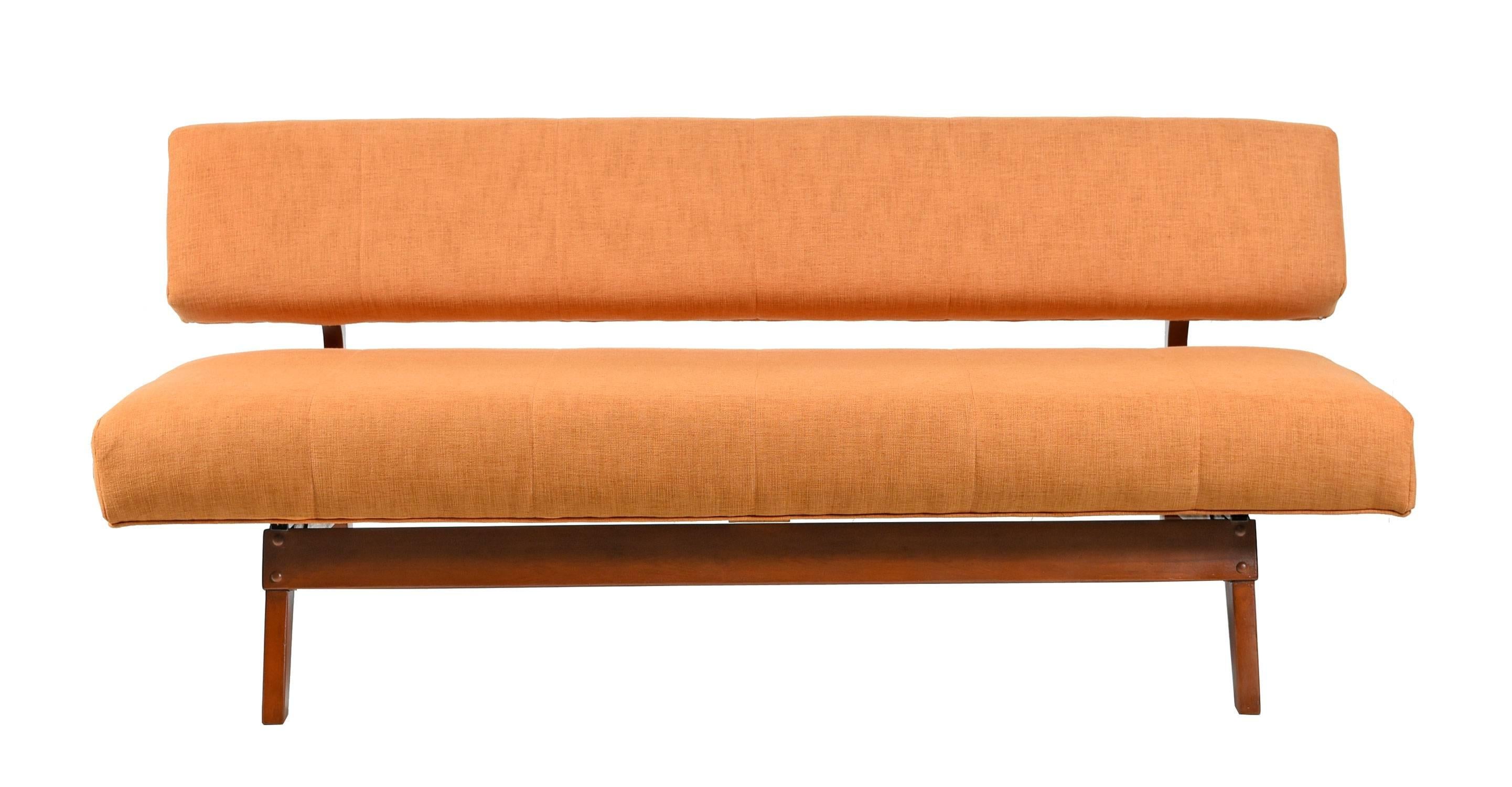 American Mid-Century Modern Orange Convertible Daybed Sofa