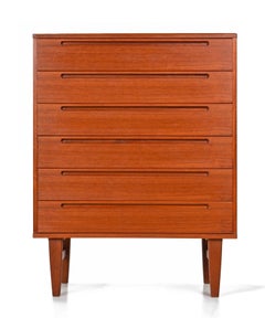 Nils Jönsson HJN Danish Teak Highboy Dresser with Recessed Pulls