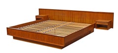 Danish Teak King Platform Bed with Floating Nightstands by Falster, 1960s