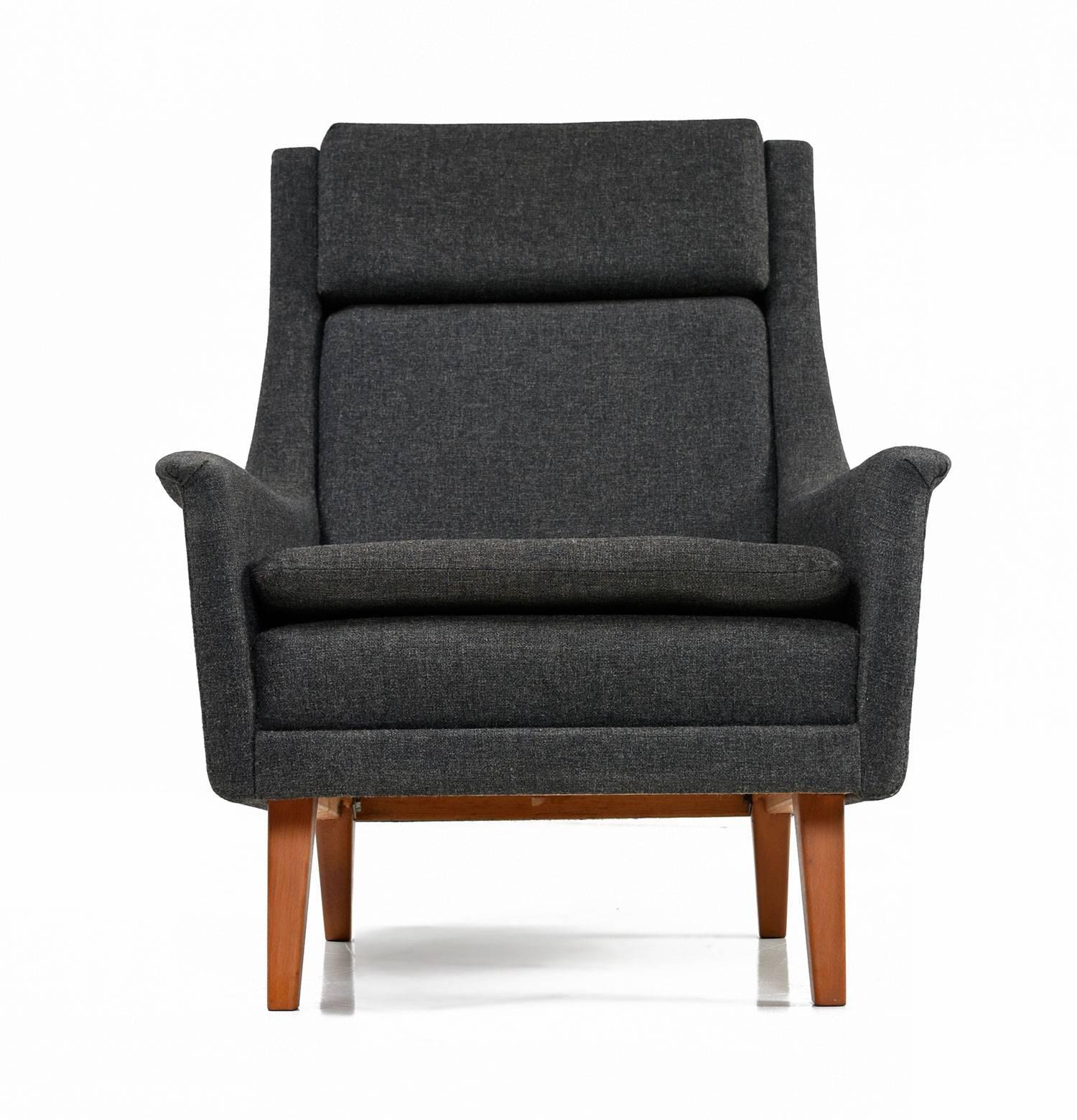 Folke Ohlsson & Fritz Hansen Original Fabric Scandinavian Modern Lounge Chair In Excellent Condition In Chattanooga, TN