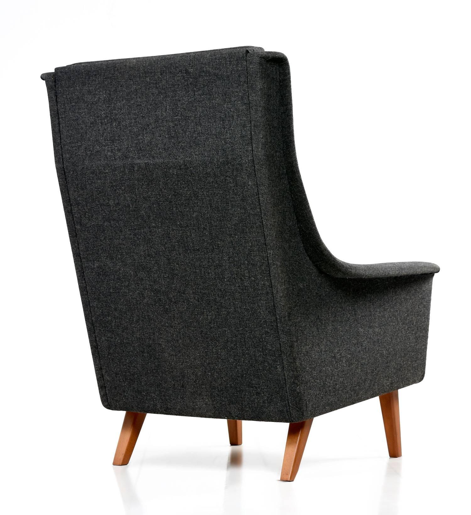 Mid-20th Century Folke Ohlsson & Fritz Hansen Original Fabric Scandinavian Modern Lounge Chair