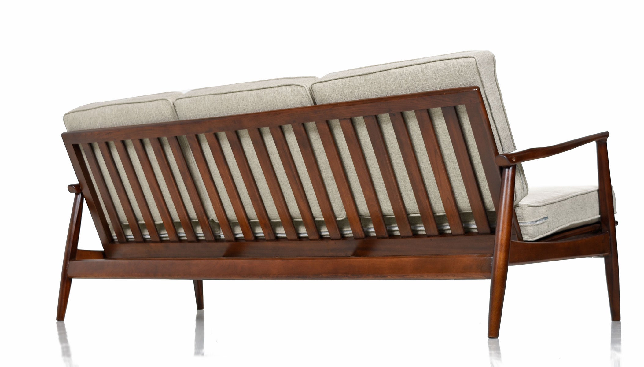 Mid Century Modern Grete Jalk Style Three Seat Wood Frame Sofa Couch Mid Century Modern Grete Jalk Style Three Seat Wood Frame Sofa Couch At 1stdibs