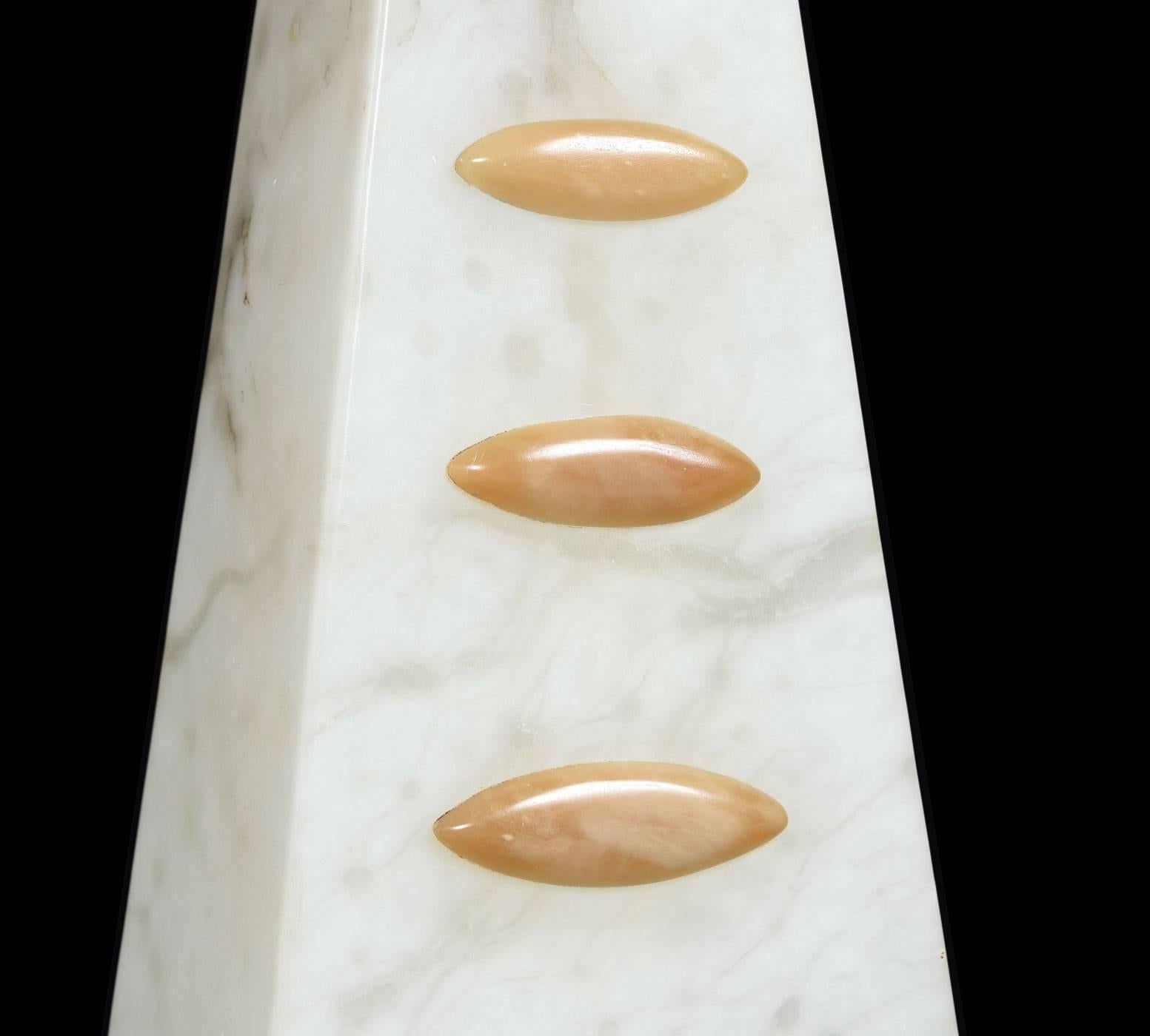 Alabaster Pyramid Table Lamps and Finials, Art Deco to Modern Transitional Style For Sale 3
