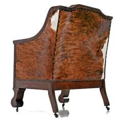 Early 1800s Handmade Empire Style Leather Thrown Chair Re-Invented in Cowhide