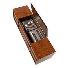 Danish Walnut Credenza Style GE Console Tubed Stereo, Fully Serviced and Working