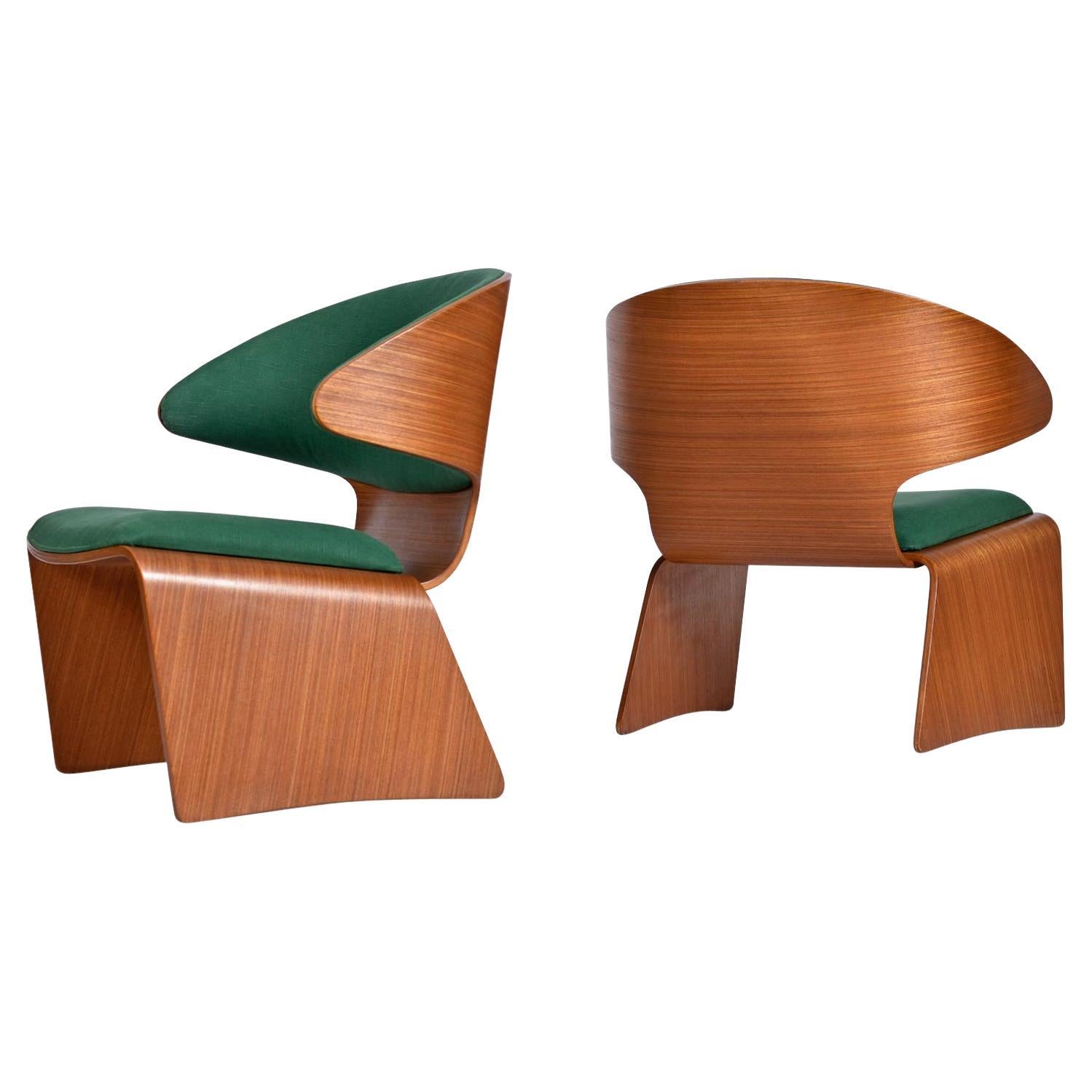Pair of Original Hans Olsen for Frem Røjle Danish Teak Bikini Chairs For Sale