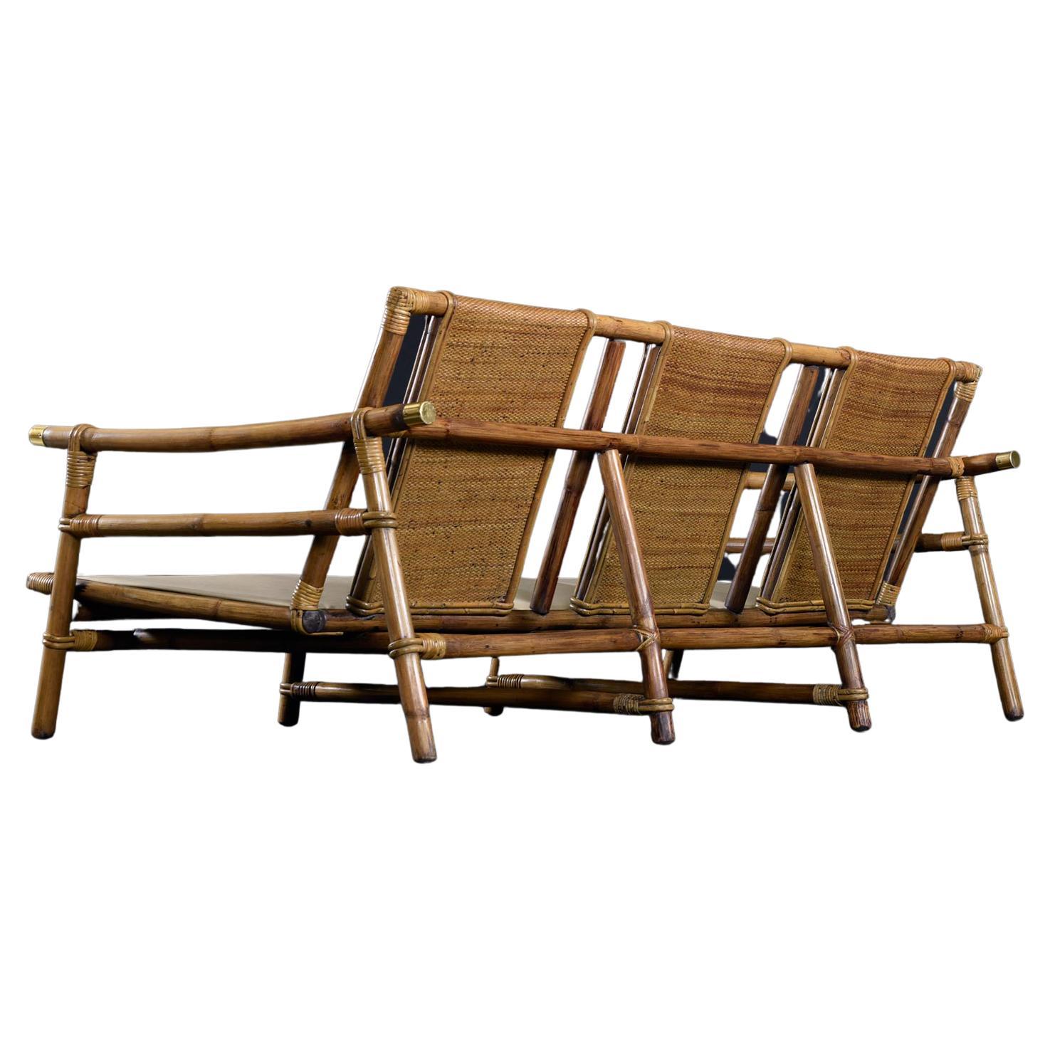 John Wisner for Ficks Reed Far Horizons Collection Bamboo Rattan Sofa Couch