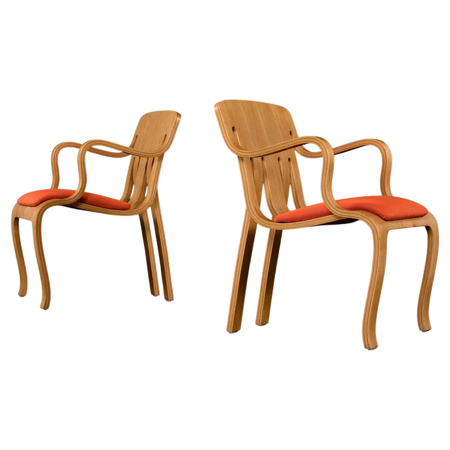 1978 Sessel aus geformtem Sperrholz, 2er-Set aus Eiche von Peter Danko für Thonet im Angebot