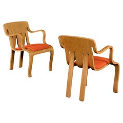 1978 Molded Plywood Armchair Set of '2' in Oak by Peter Danko for Thonet