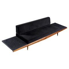 Adrian Pearsall Walnut Daybed Platform Sofa with Floating Terrazzo End Tables