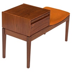 Vintage Chippy Heath Telephone Seat Mid-Century Modern Teak Gossip Bench