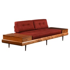 Adrian Pearsall 1709-S Style Platform Sofa with Floating Walnut End Tables