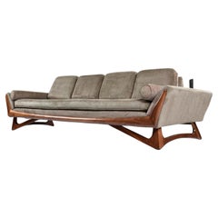 Adrian Pearsall Style Four Seat Walnut Wood Trim Mid-Century Modern Sofa